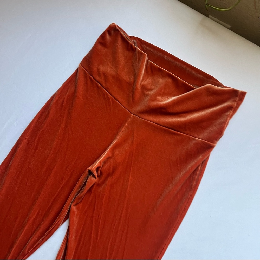 Home Cooked Karma Women's Burnt Orange Velvet Flare Pants - Picture 3 of 5